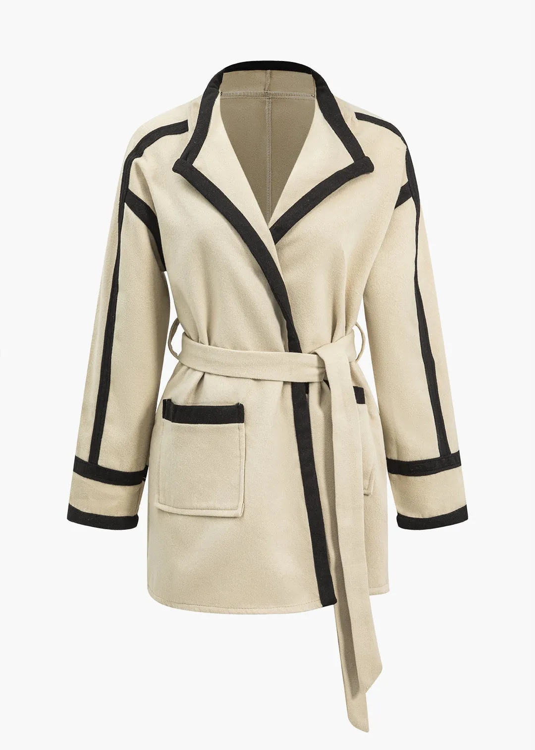 Muriel Contrast Edge Belted Coat