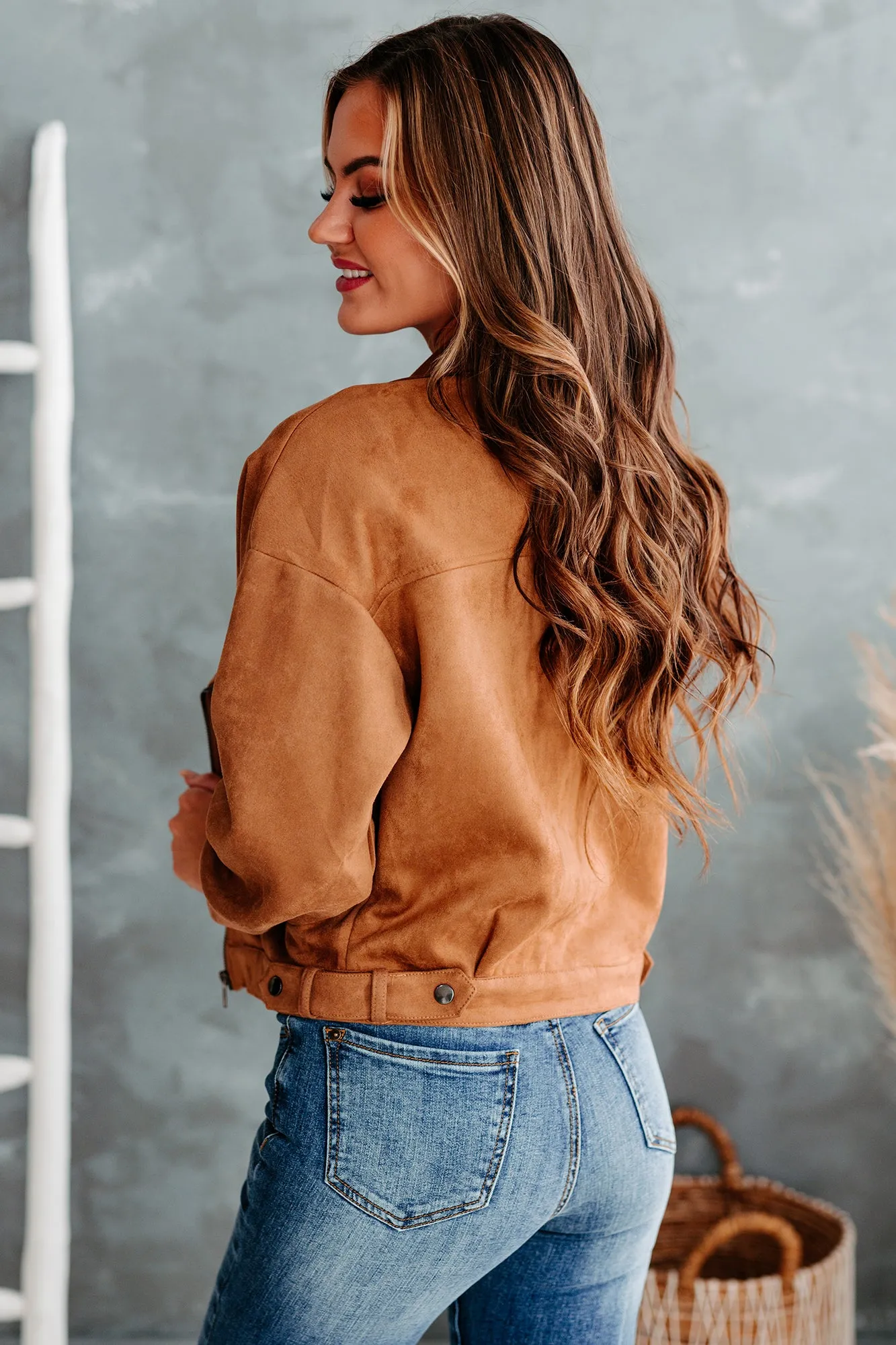 My Ride Or Die Faux Suede Moto Jacket (Camel)