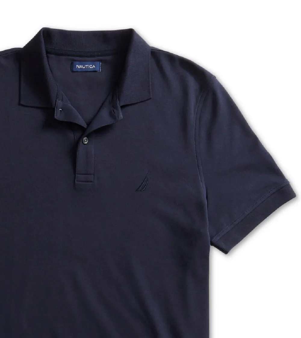 Nautica Men's Solid Soft Cotton Interlock Polo Blue Size X-Small