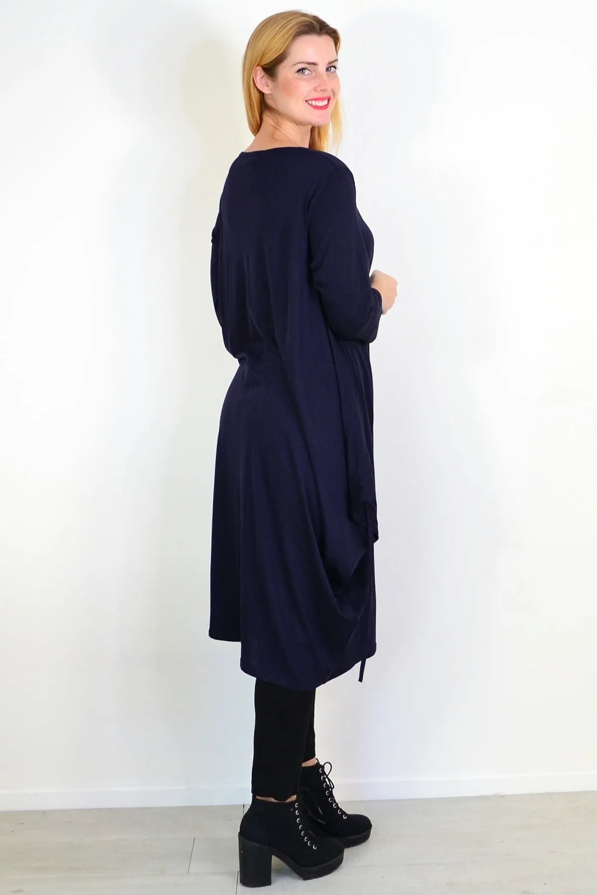 Navy Blue Relaxed Oversized Tunic Dress