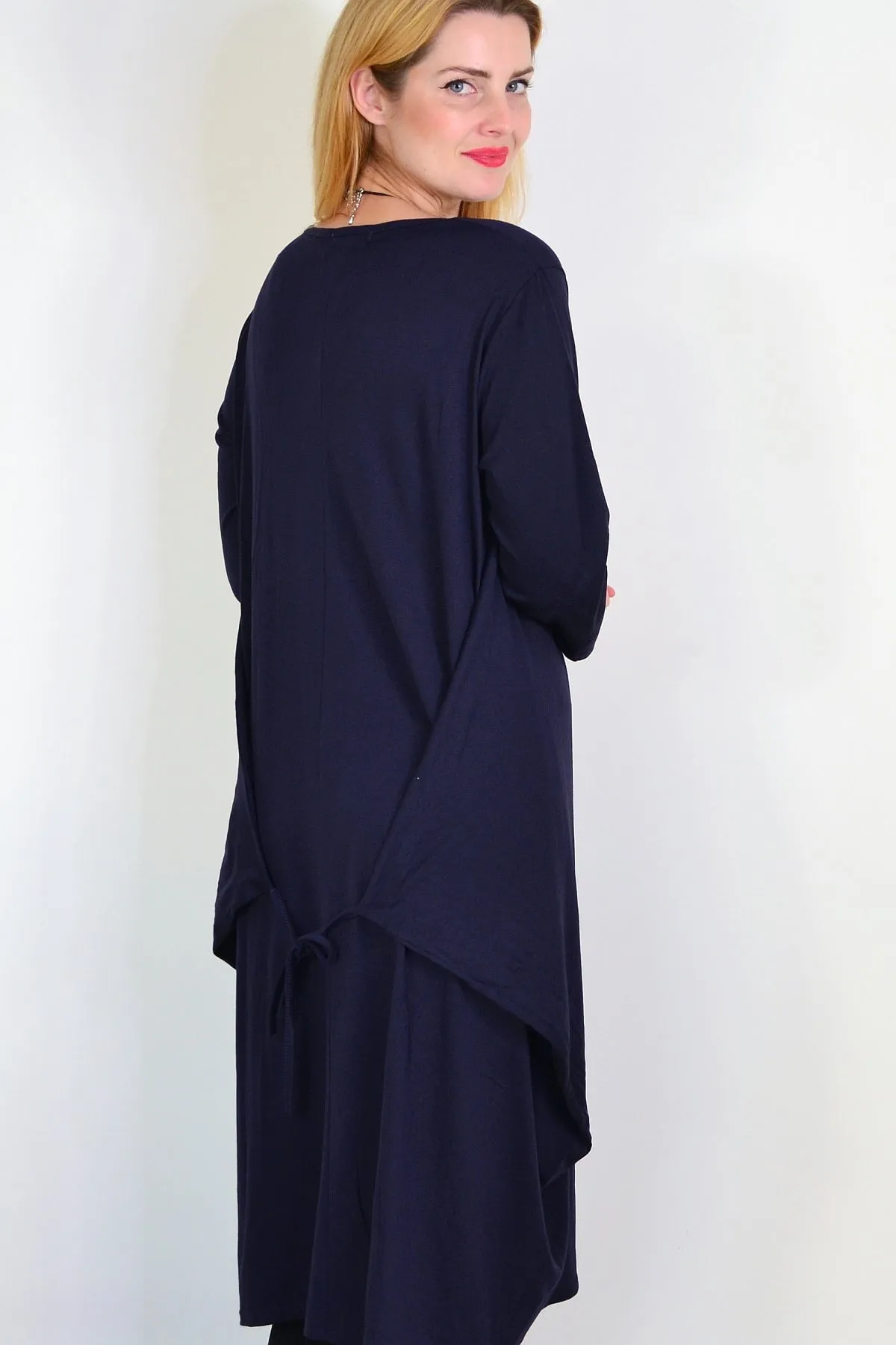 Navy Blue Relaxed Oversized Tunic Dress