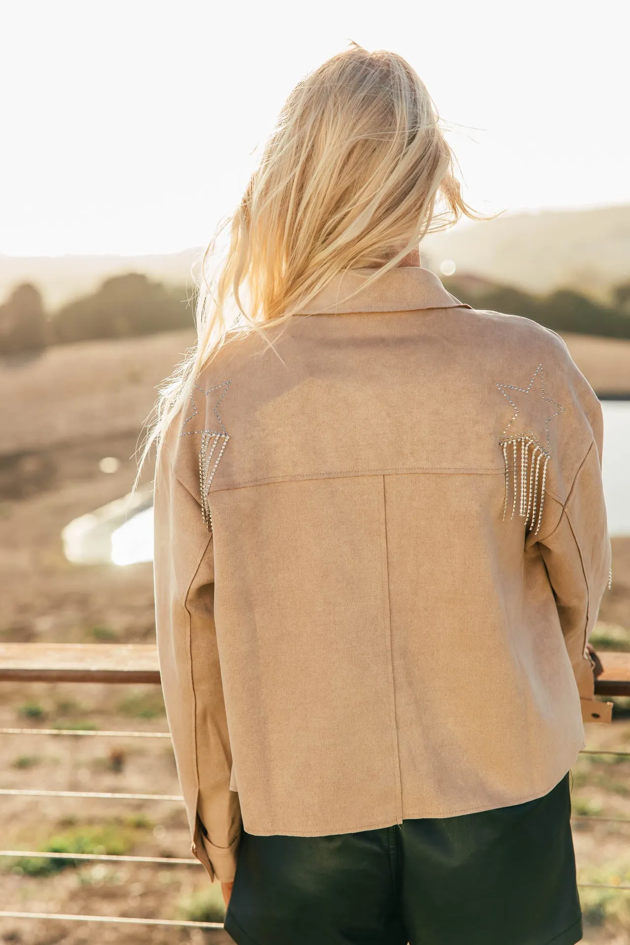 NEW!! Faux Suede Star Shacket in Tan