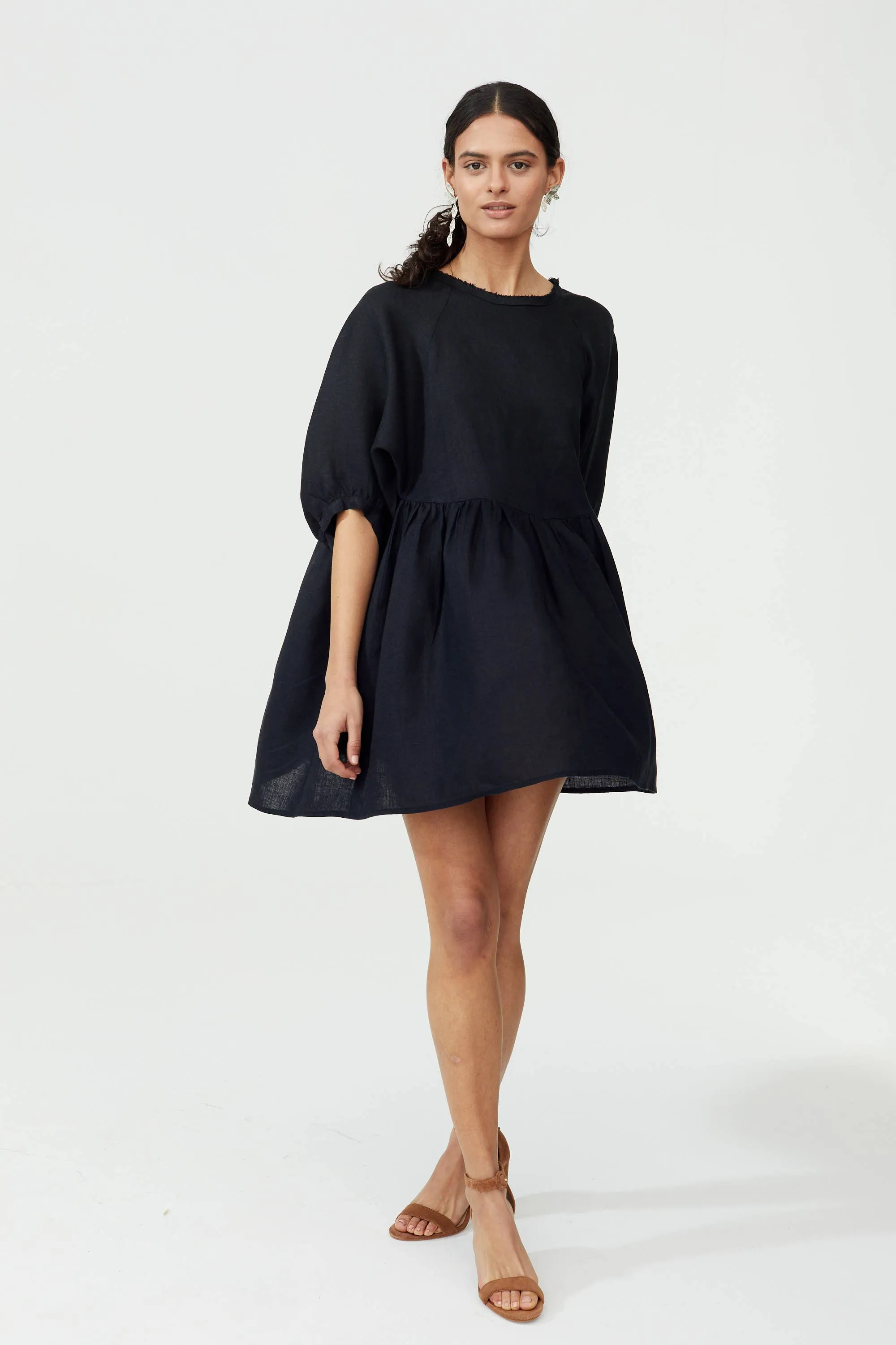 Organic Linen Black Alcala Dress