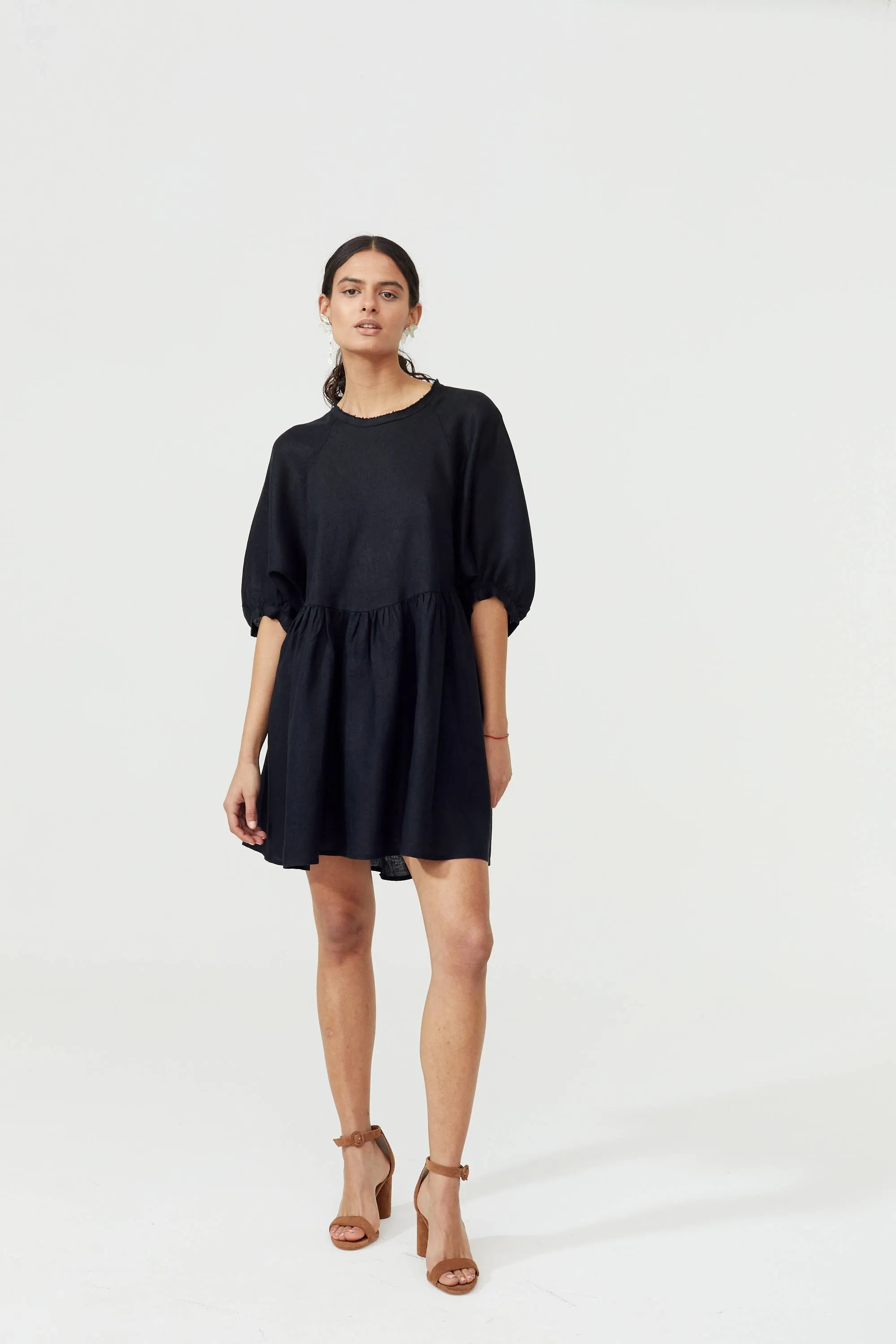 Organic Linen Black Alcala Dress