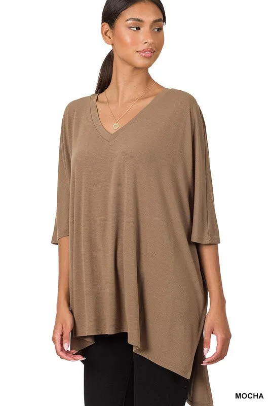 Oversized V-Neck Tunic Top - Final Sale*