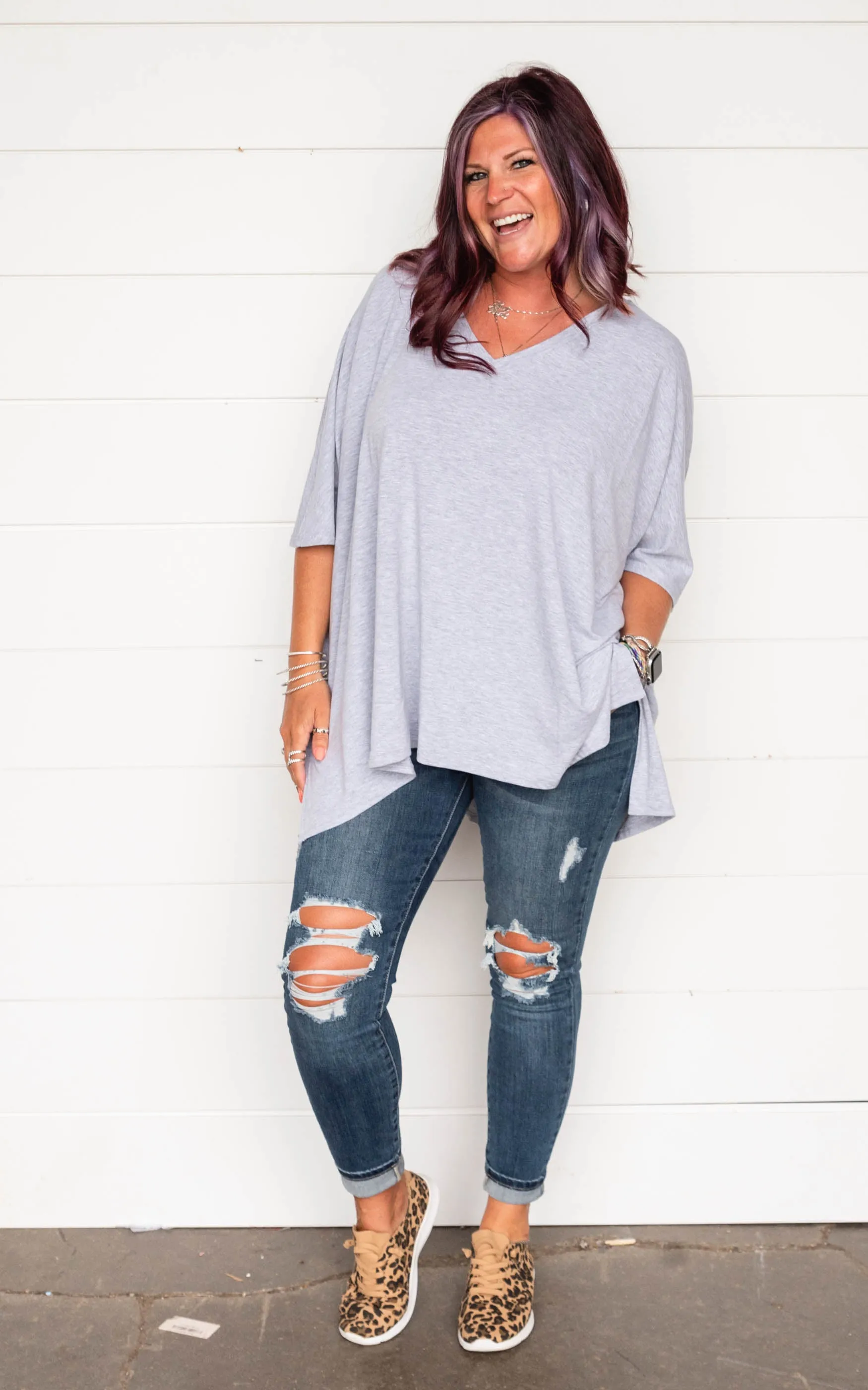 Oversized V-Neck Tunic Top - Final Sale*