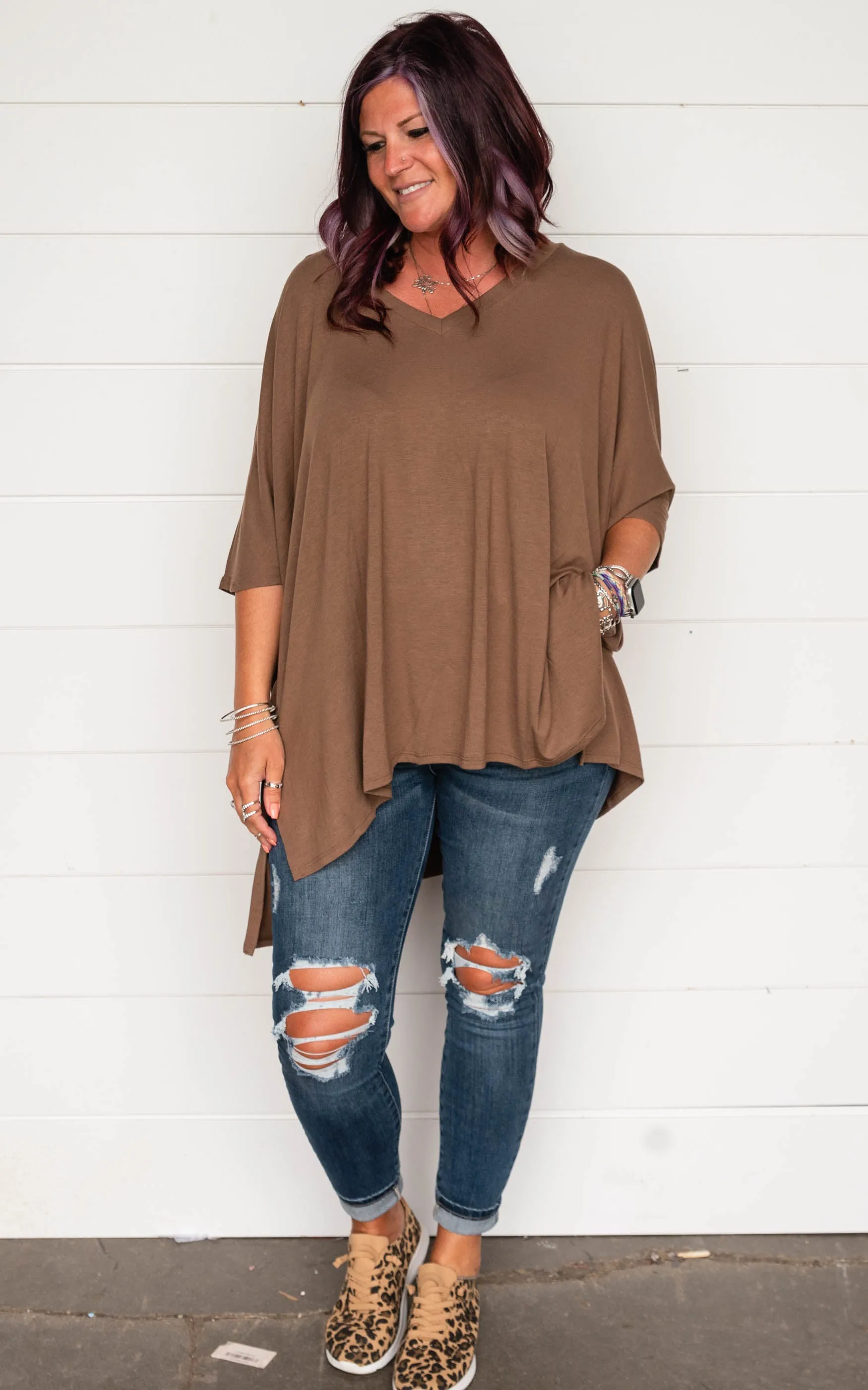 Oversized V-Neck Tunic Top - Final Sale*