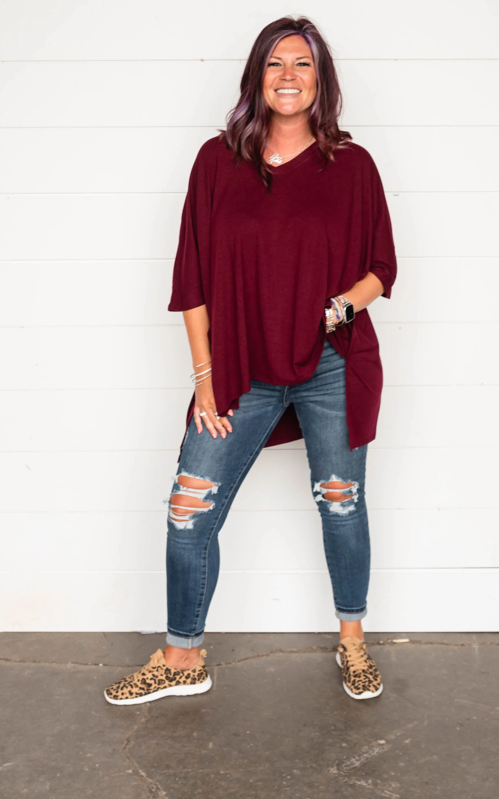 Oversized V-Neck Tunic Top - Final Sale*