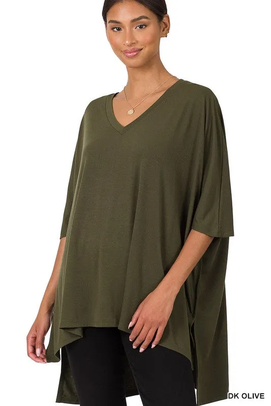 Oversized V-Neck Tunic Top - Final Sale*