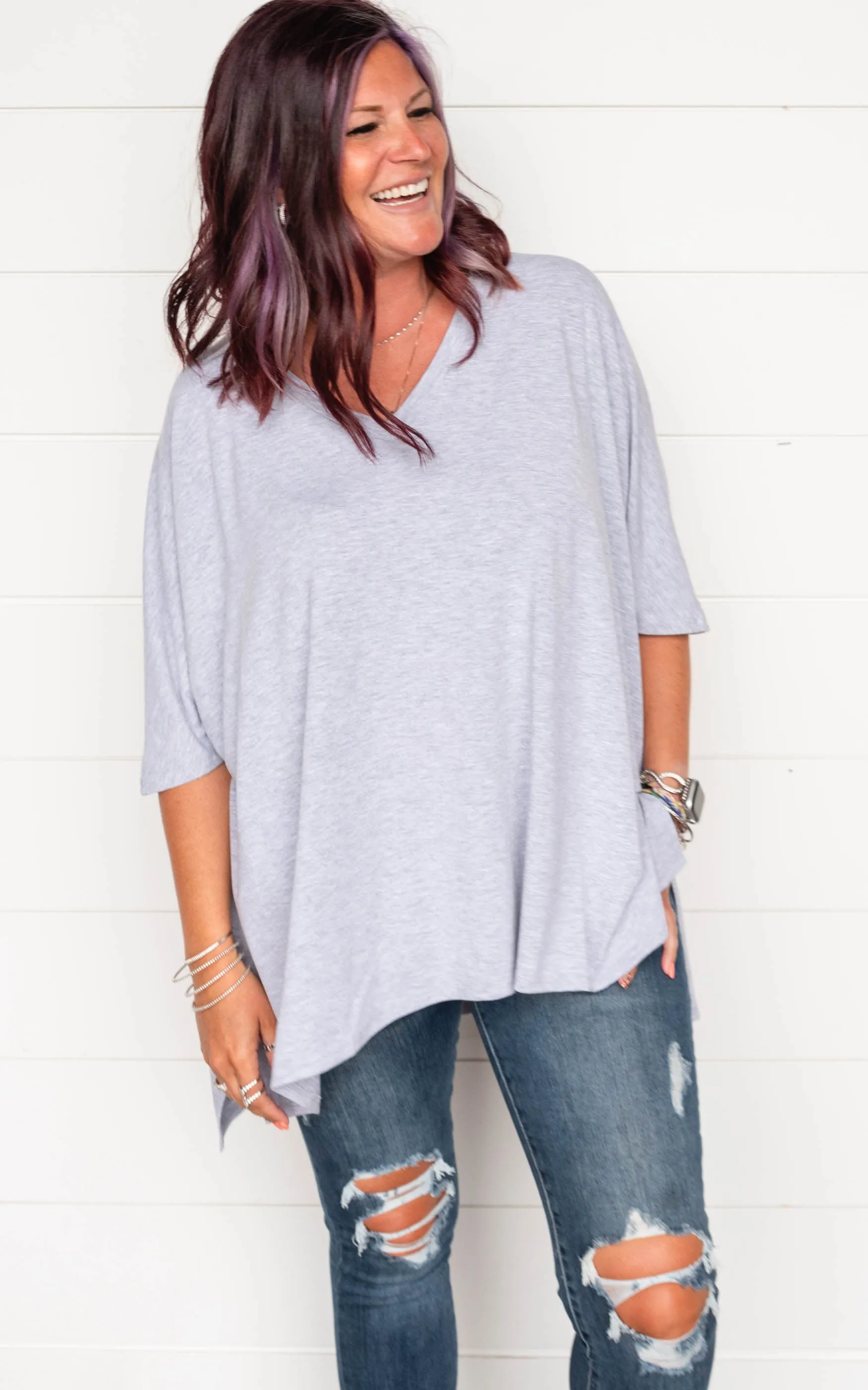 Oversized V-Neck Tunic Top - Final Sale*