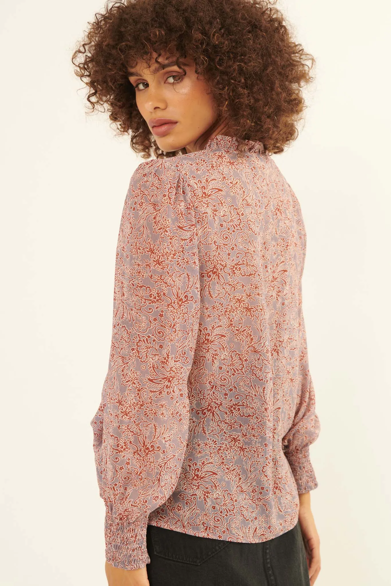 Perennial Perfection Floral Puff-Sleeve Top