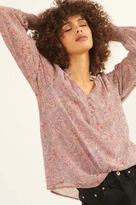 Perennial Perfection Floral Puff-Sleeve Top