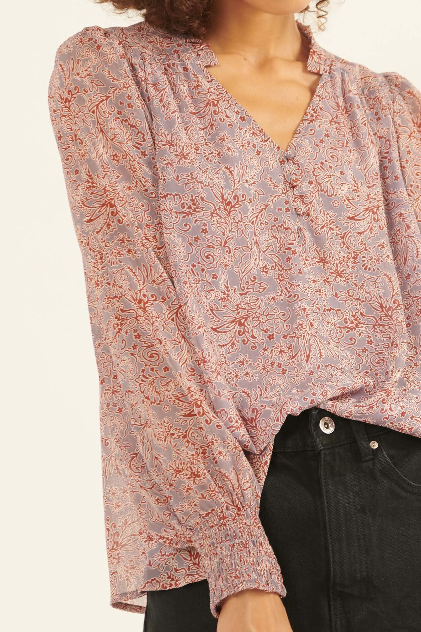 Perennial Perfection Floral Puff-Sleeve Top