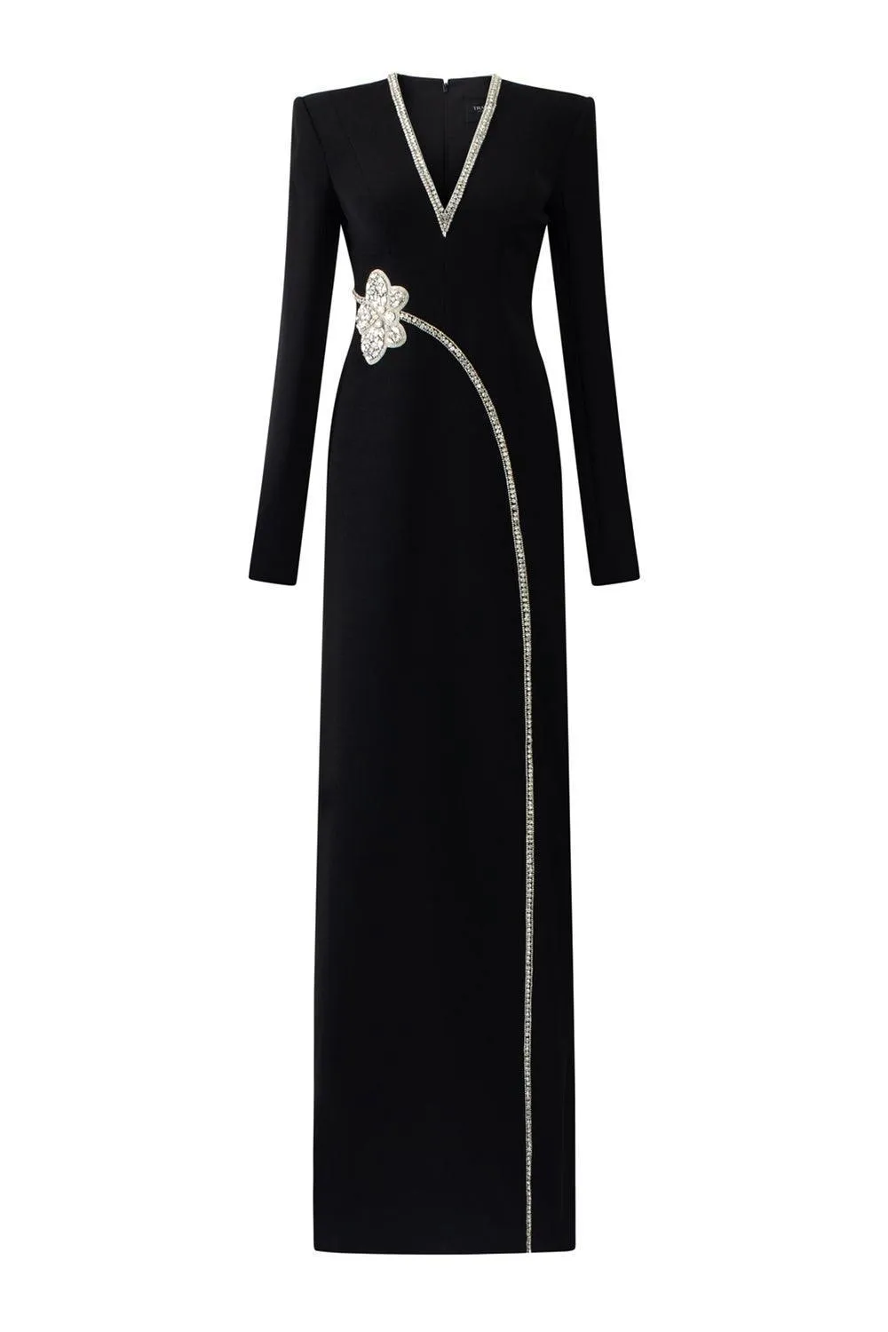 Presley A-line V-Neck Velvet Floor Length Dress