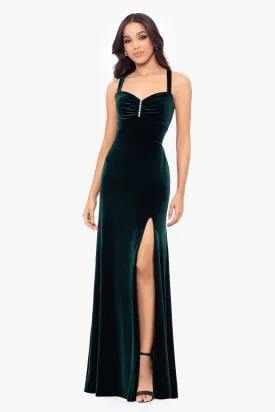 "Astor" Embellished Velvet Floor Length Dress