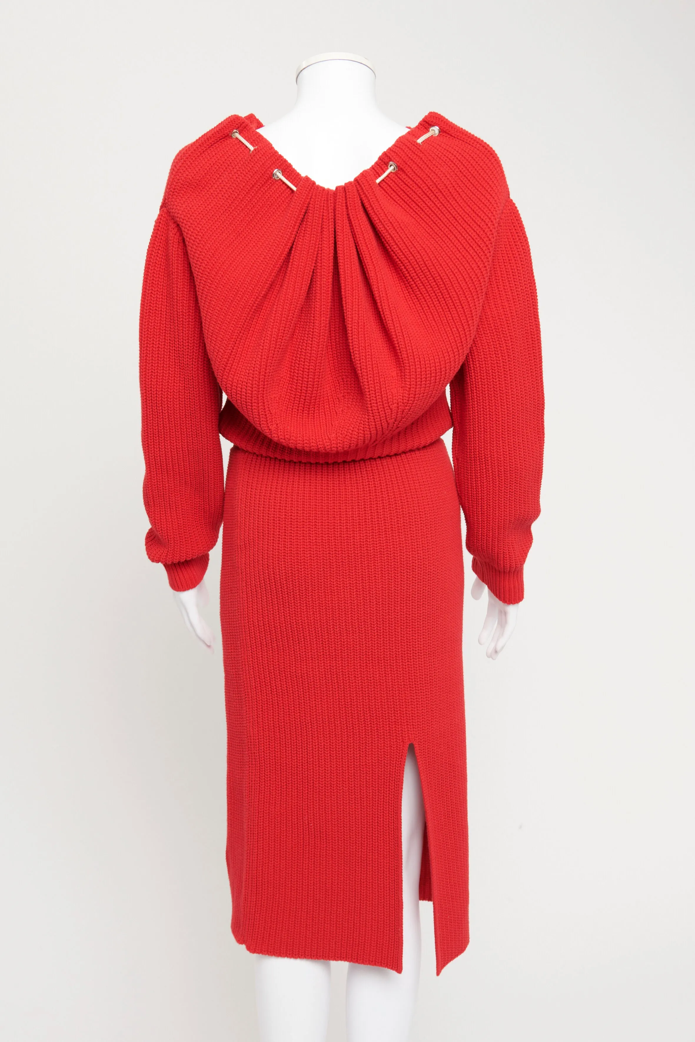 Red Raf Simons Knitted Preowned Jumper and Skirt Set