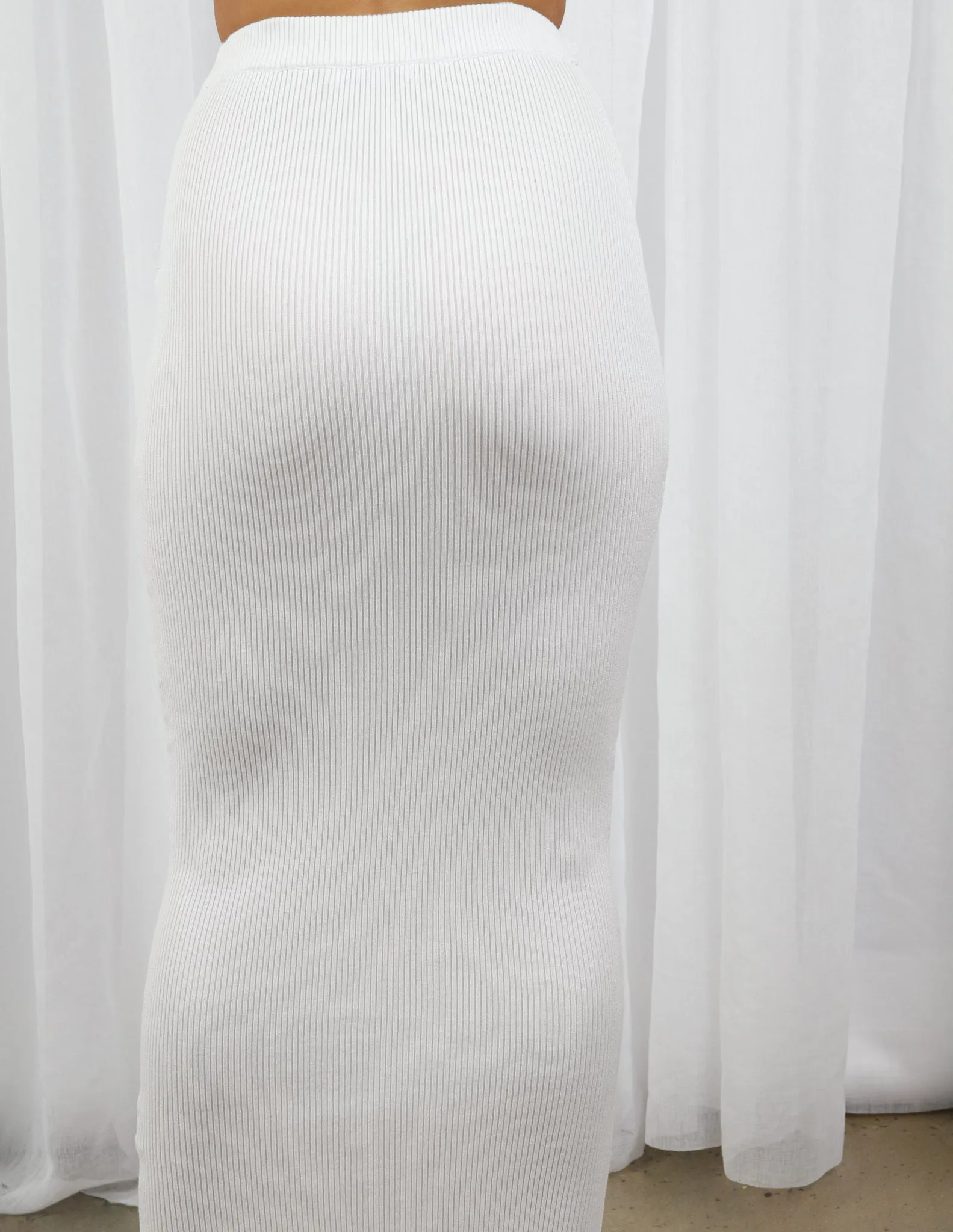 Ribbed Knit Skirt - Shades of White