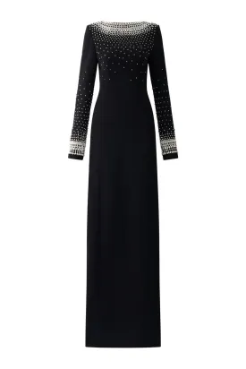 Routefinder A-line Long Sleeved Velvet Floor Length Dress