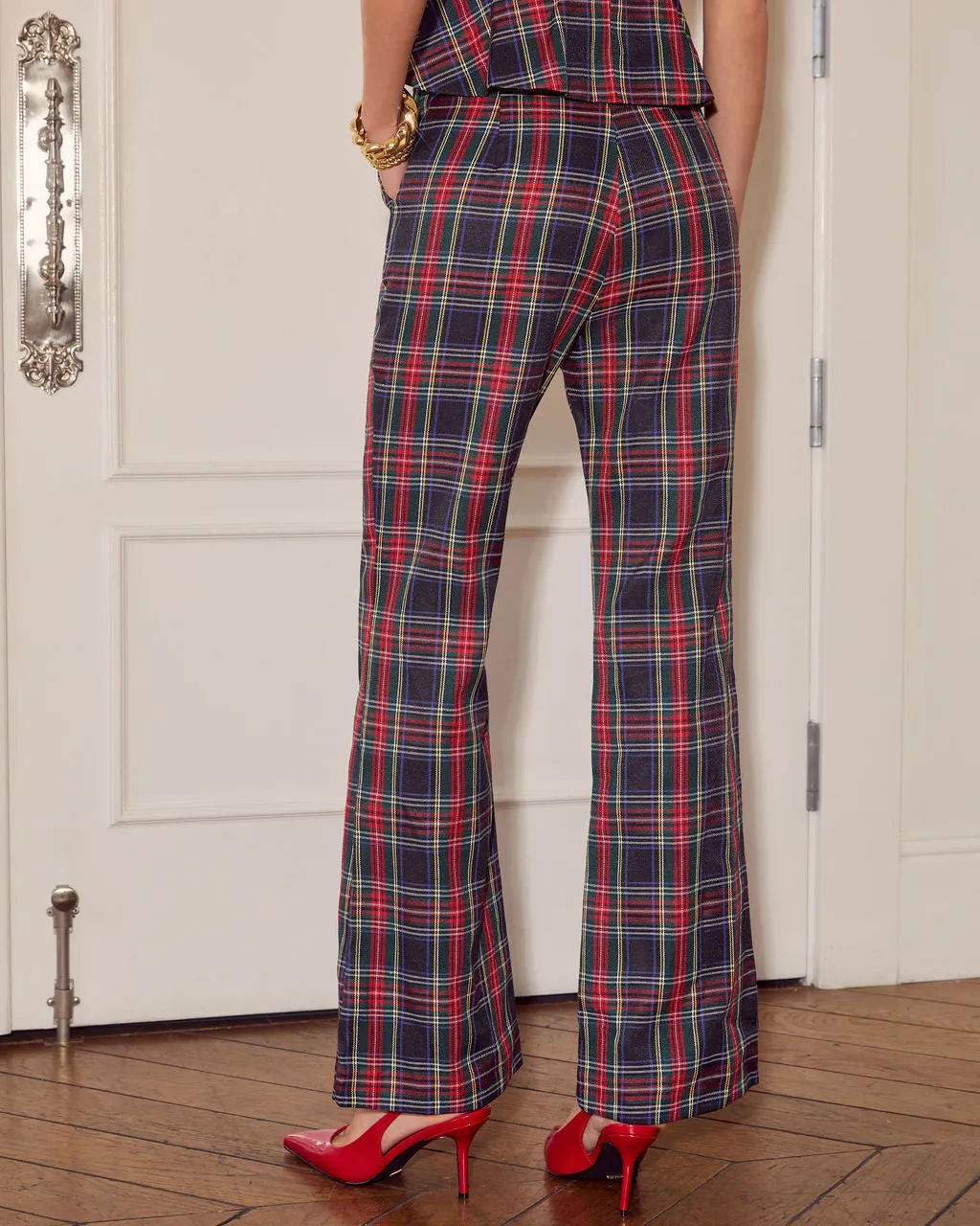 Seasonal Cheers Plaid High Rise Pants