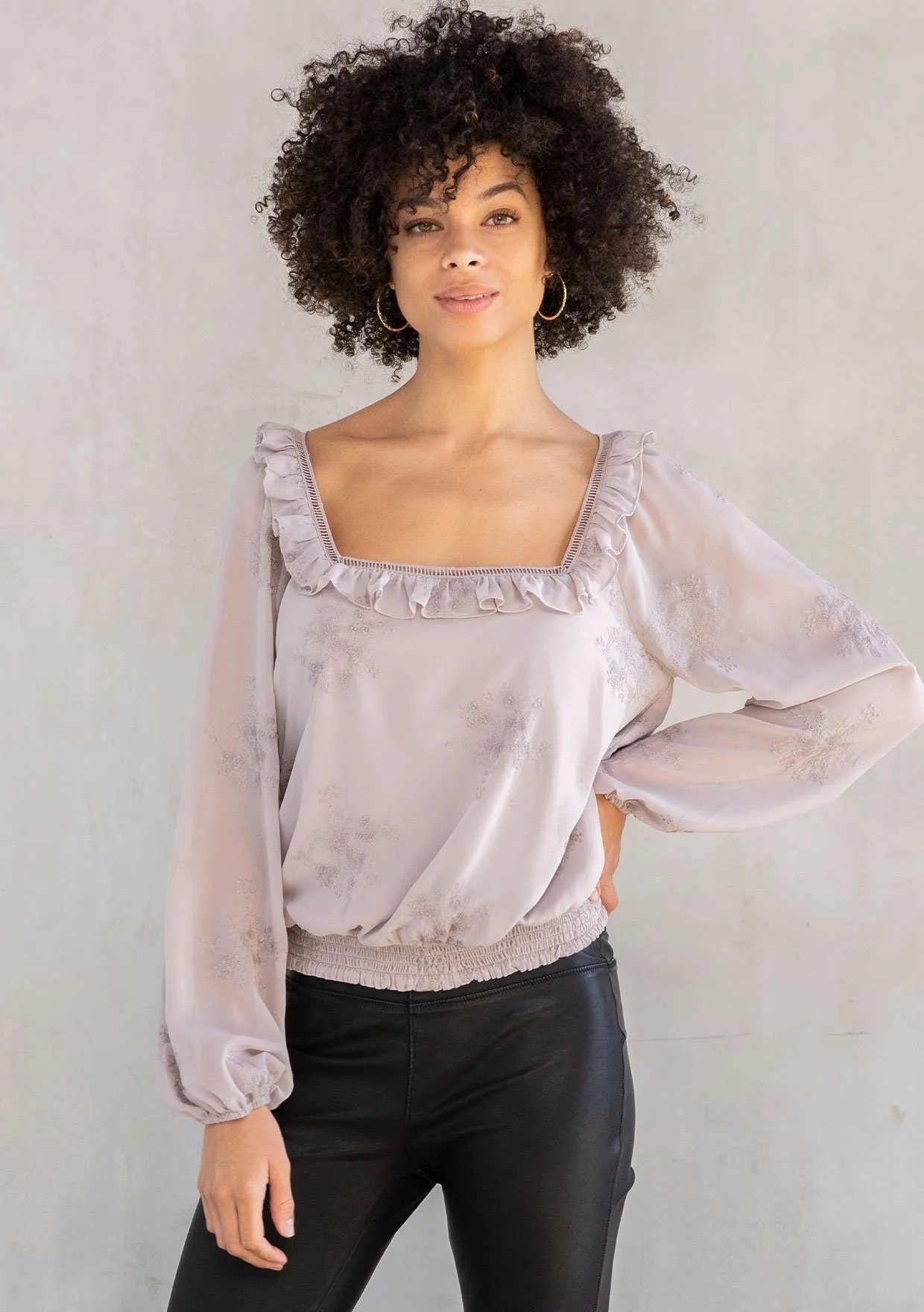 Shelby Embroidered Chiffon Crop Top