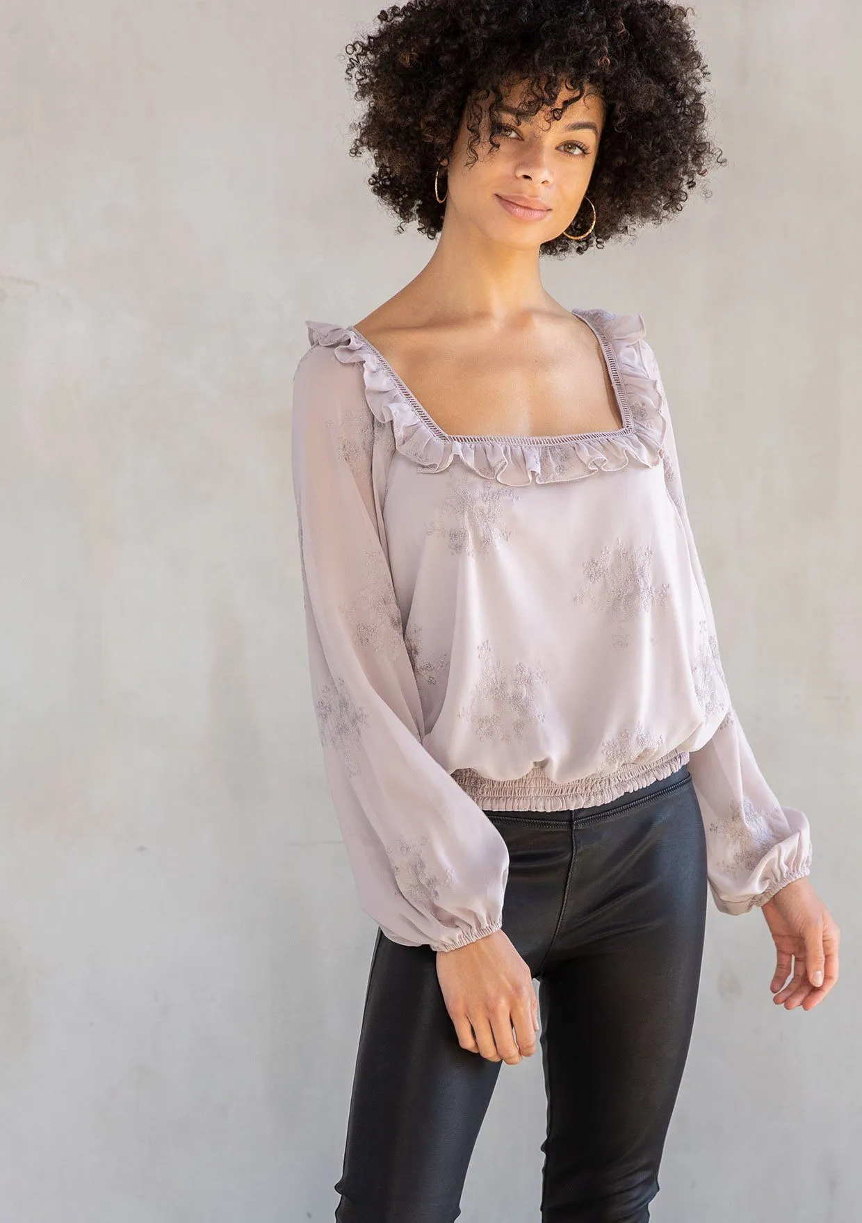 Shelby Embroidered Chiffon Crop Top