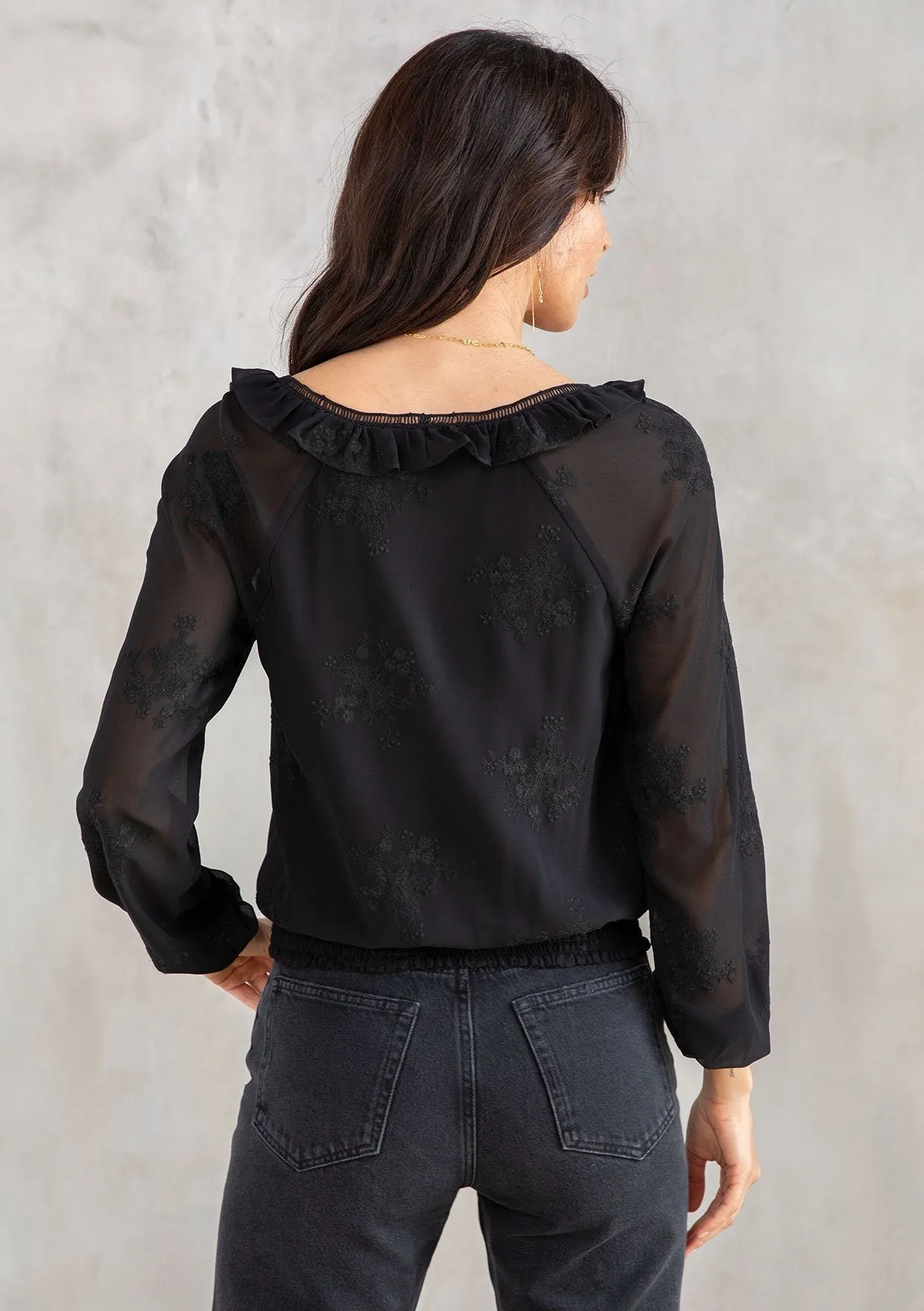 Shelby Embroidered Chiffon Crop Top