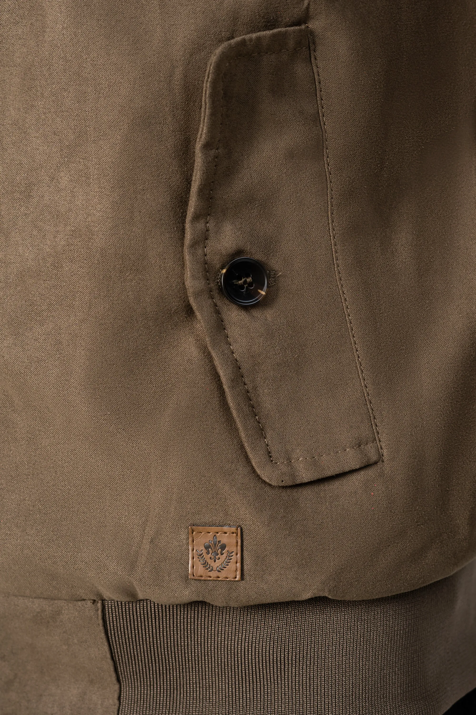 SUEDE ZIP FRONT JACKET OLIVE