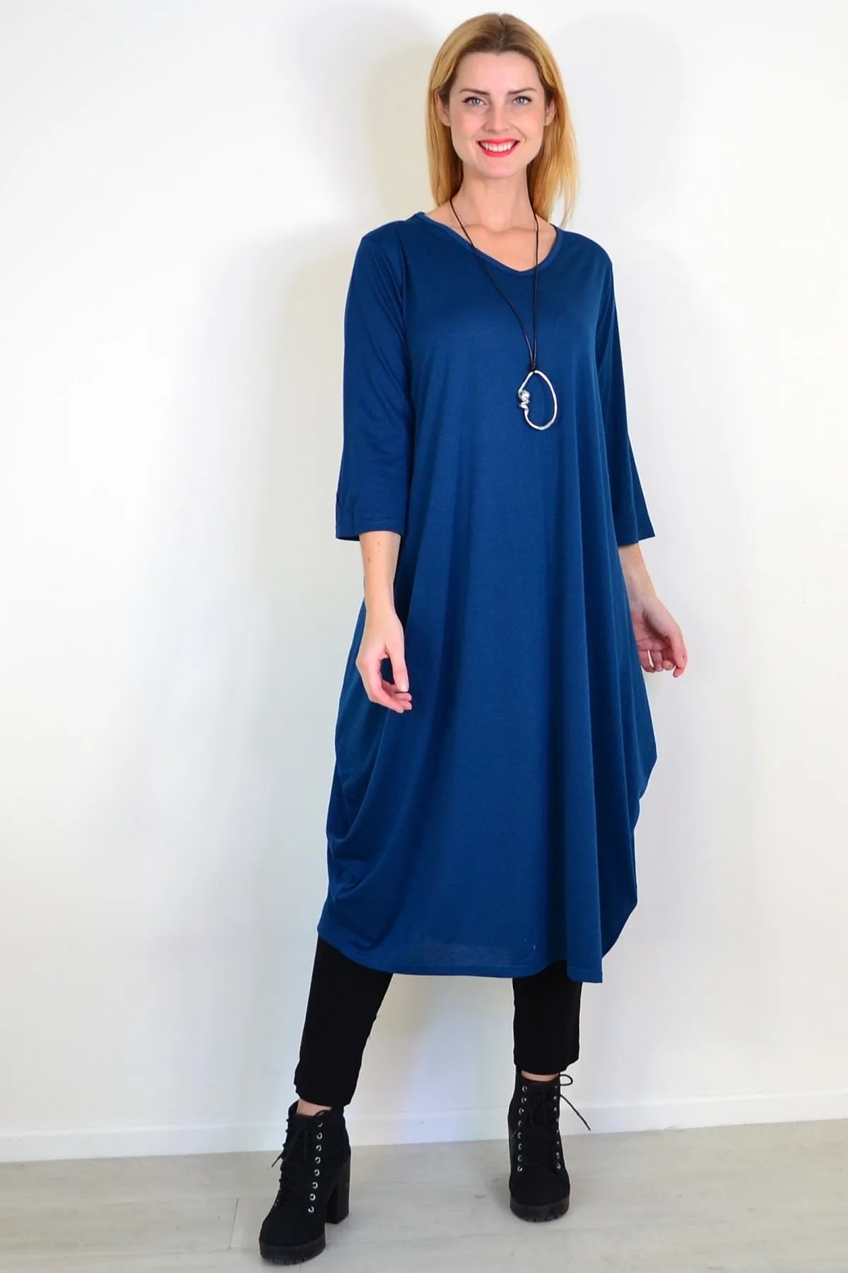 Teal Relaxed Oversized Tunic Dress