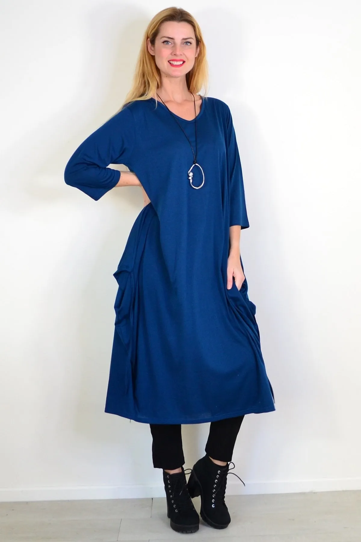 Teal Relaxed Oversized Tunic Dress