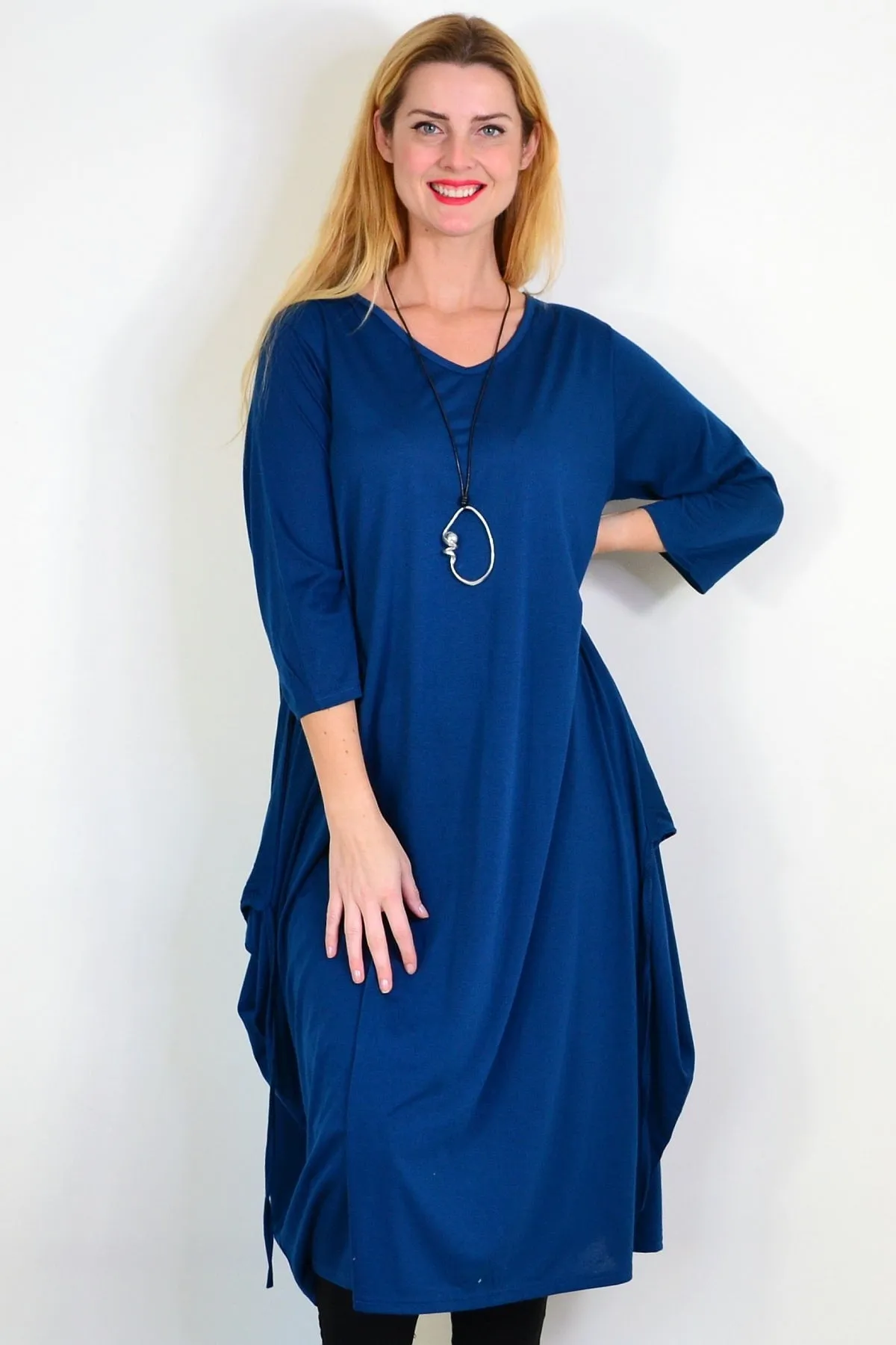 Teal Relaxed Oversized Tunic Dress