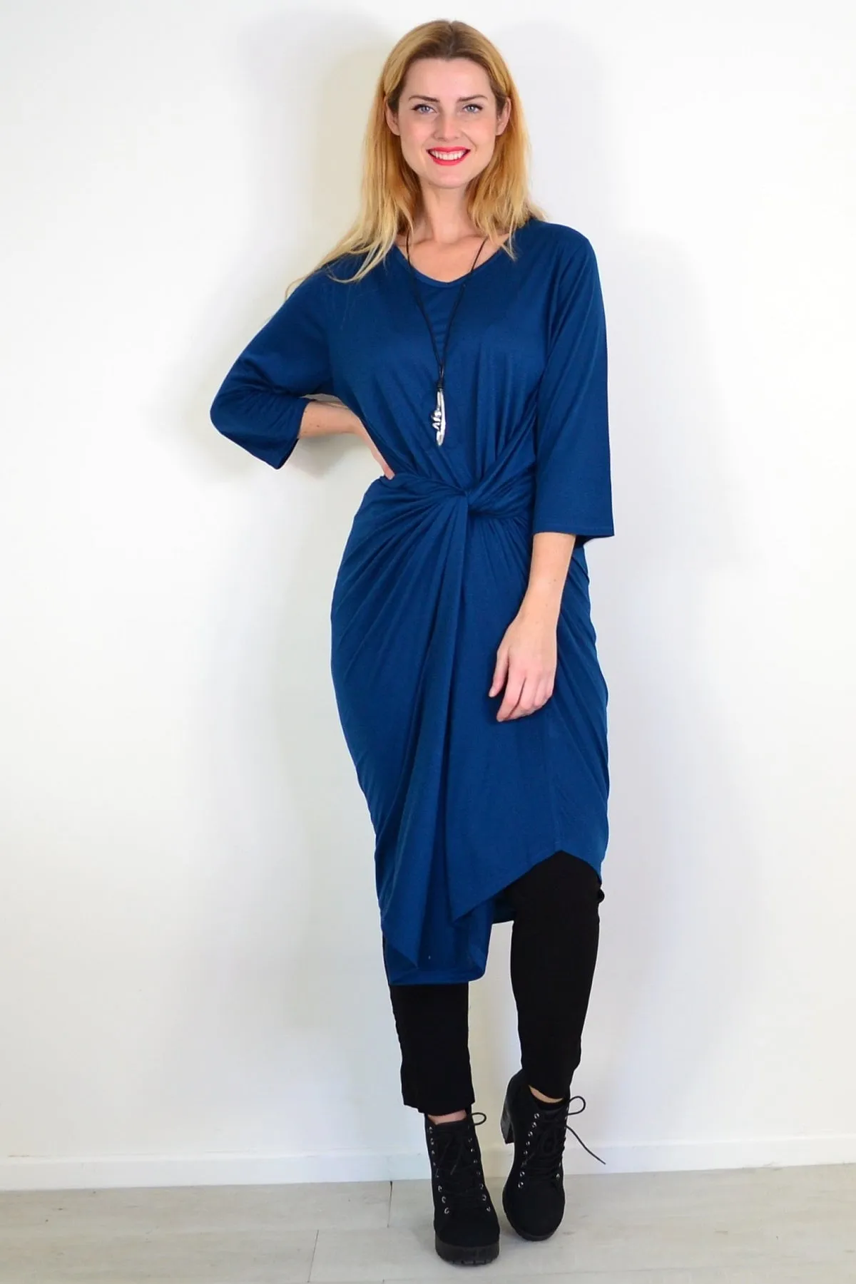 Teal Relaxed Oversized Tunic Dress