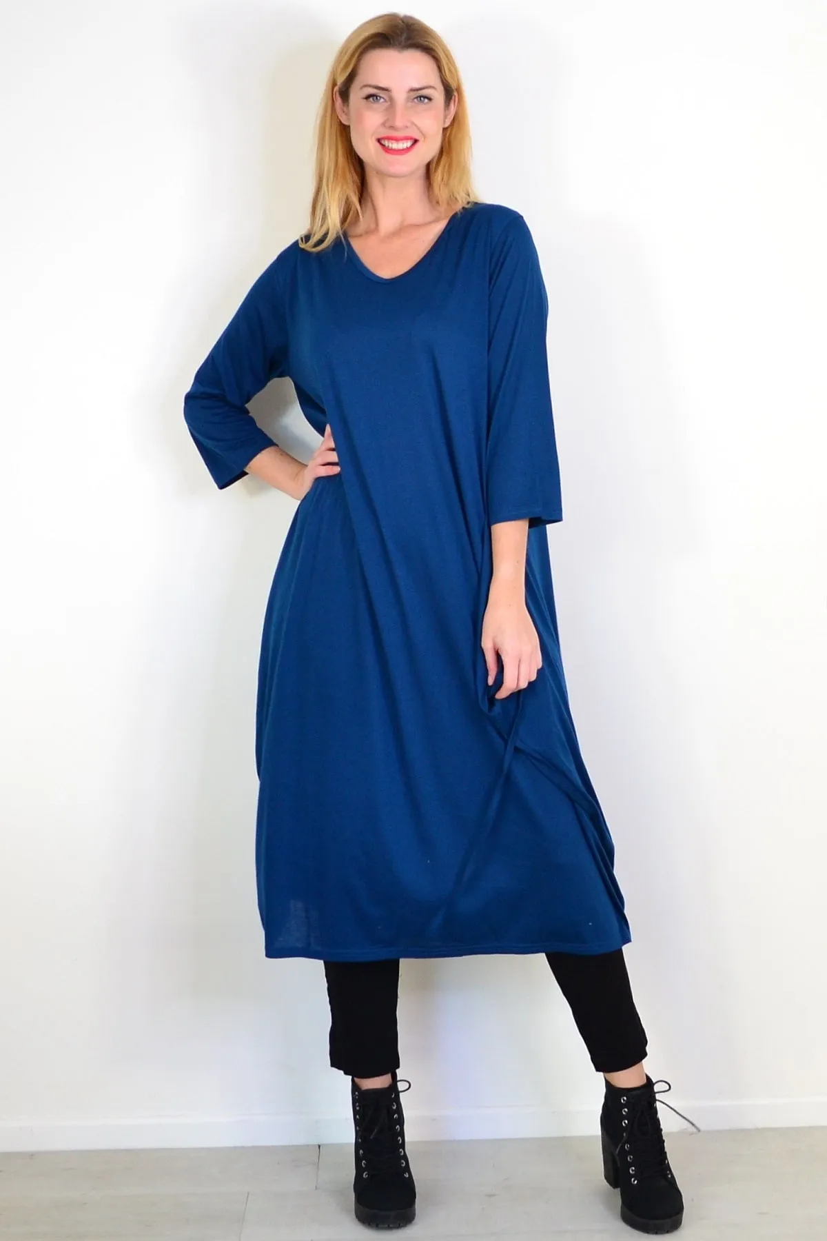 Teal Relaxed Oversized Tunic Dress