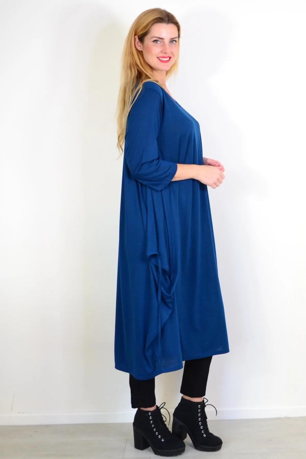 Teal Relaxed Oversized Tunic Dress