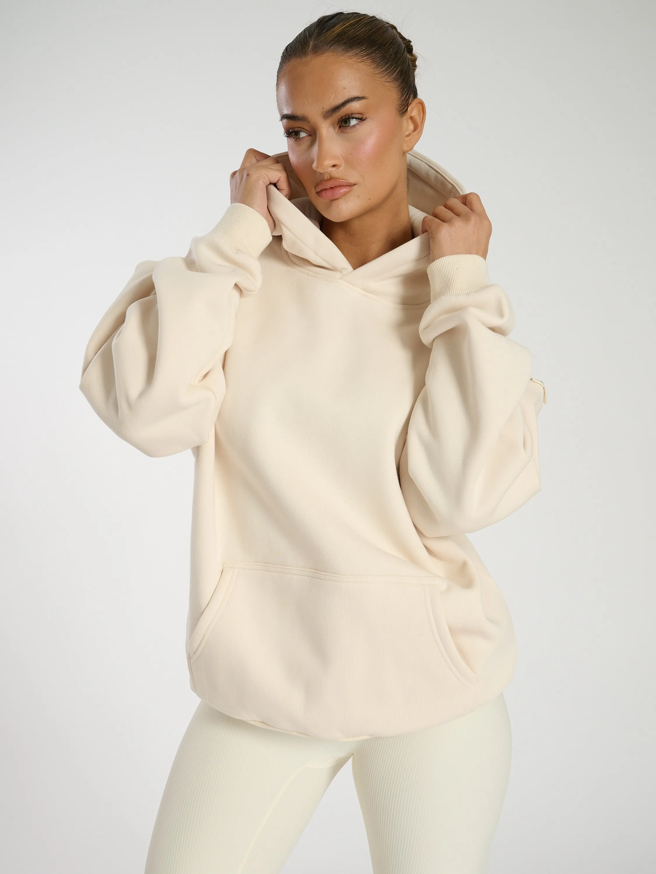 The 'Cushy' Aspen Oversized Bubble Hoodie In Vanilla