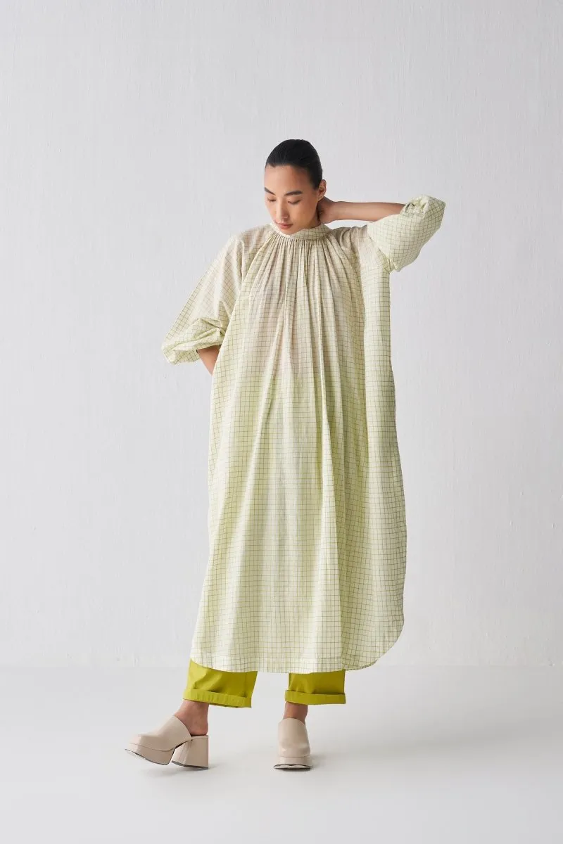 U Hem Tunic Co ord - Lime Check