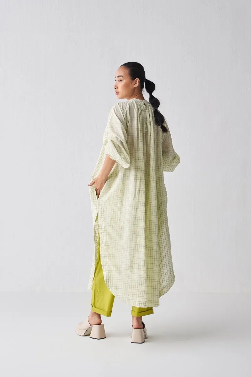 U Hem Tunic Co ord - Lime Check