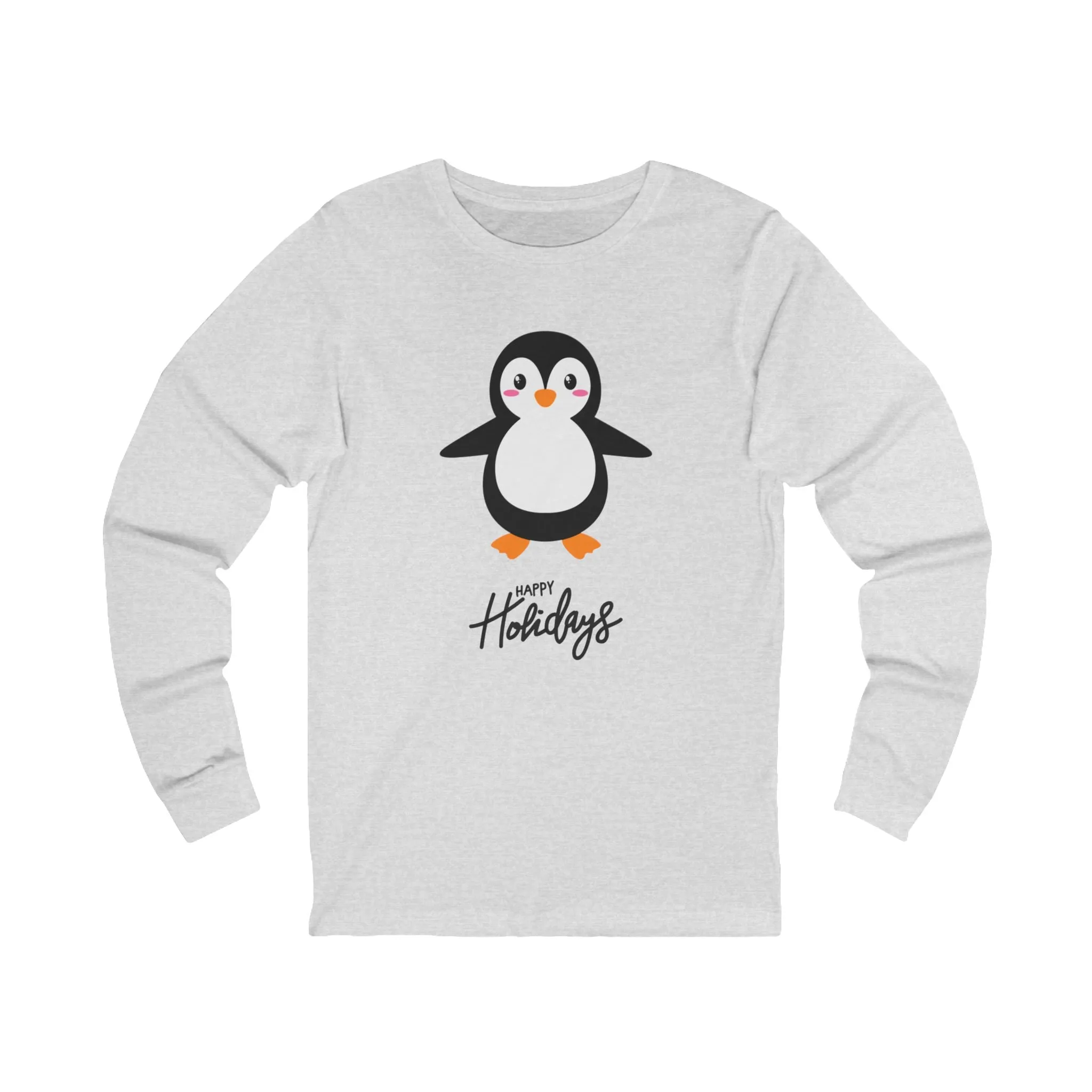 Unisex Holiday Penguin Long Sleeve Tee | Cozy Matching Pajama Top for Mom & Dad | Festive Family Pajamas in Multiple Colors