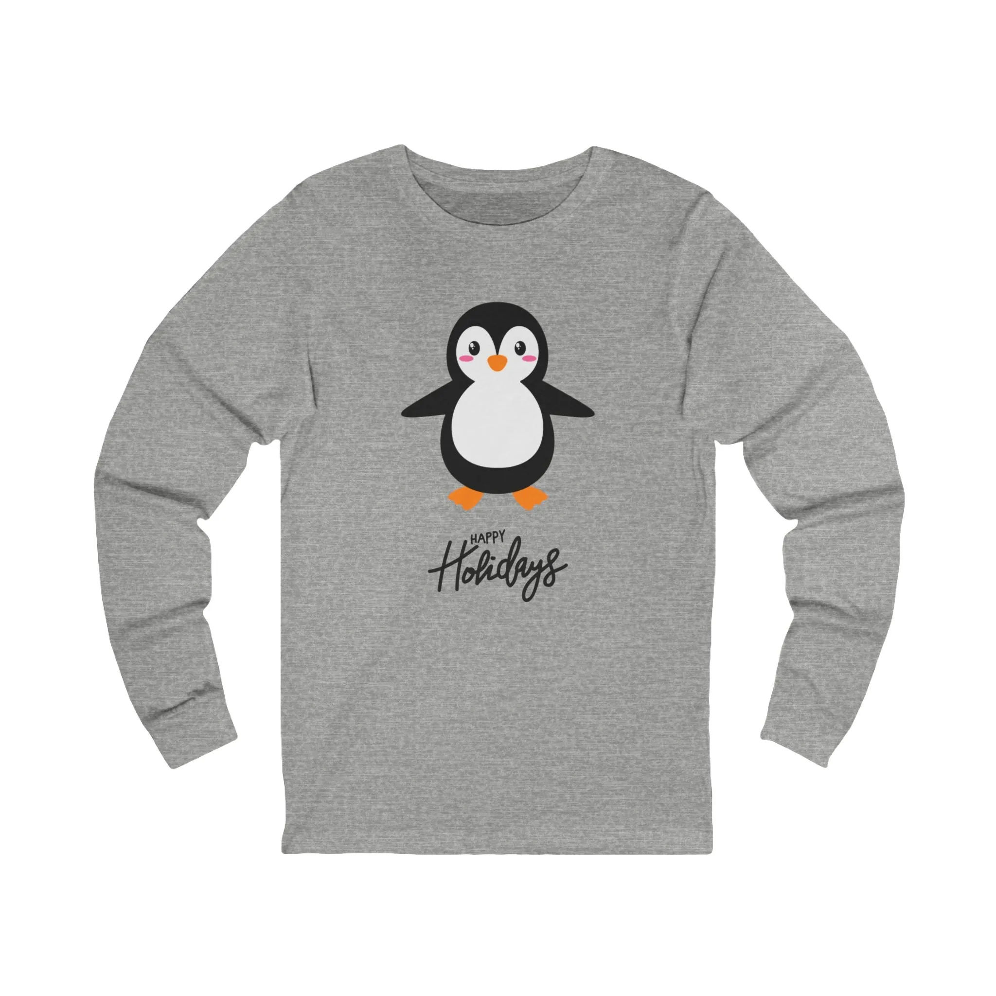 Unisex Holiday Penguin Long Sleeve Tee | Cozy Matching Pajama Top for Mom & Dad | Festive Family Pajamas in Multiple Colors