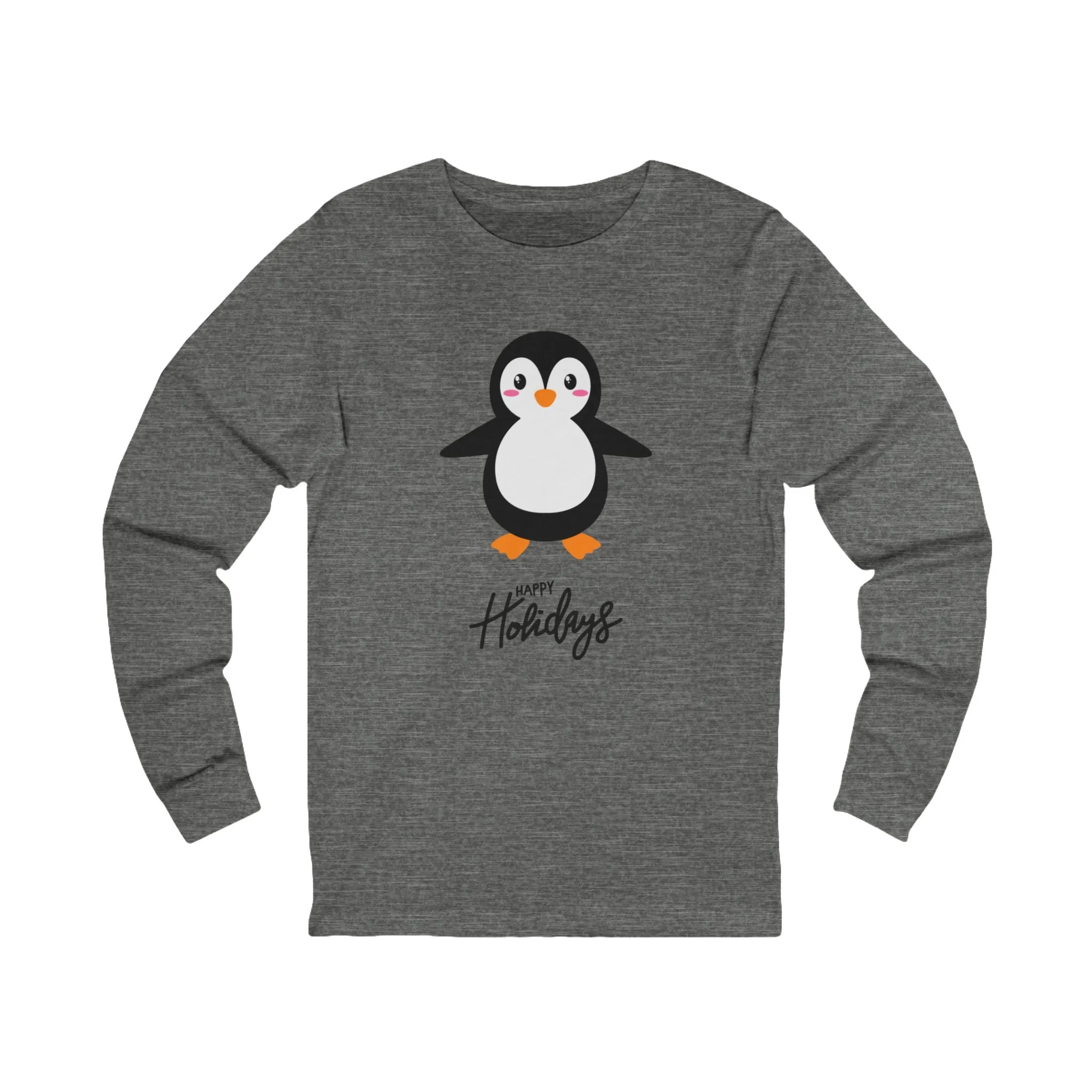 Unisex Holiday Penguin Long Sleeve Tee | Cozy Matching Pajama Top for Mom & Dad | Festive Family Pajamas in Multiple Colors