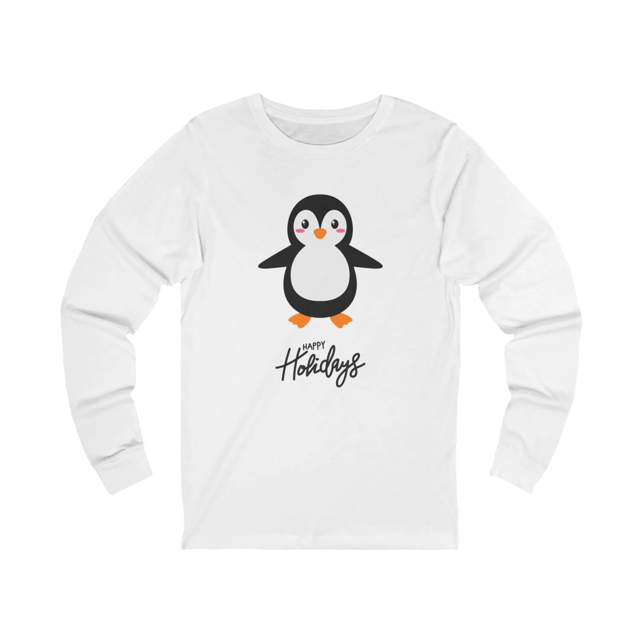 Unisex Holiday Penguin Long Sleeve Tee | Cozy Matching Pajama Top for Mom & Dad | Festive Family Pajamas in Multiple Colors