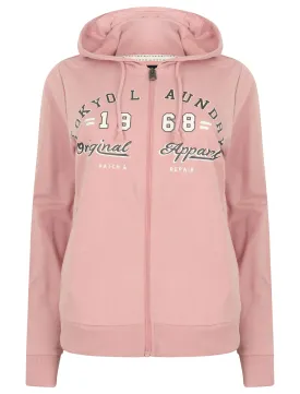 Wave Loop Back Fleece Zip Through Hoodie In Pink - Tokyo Laundry