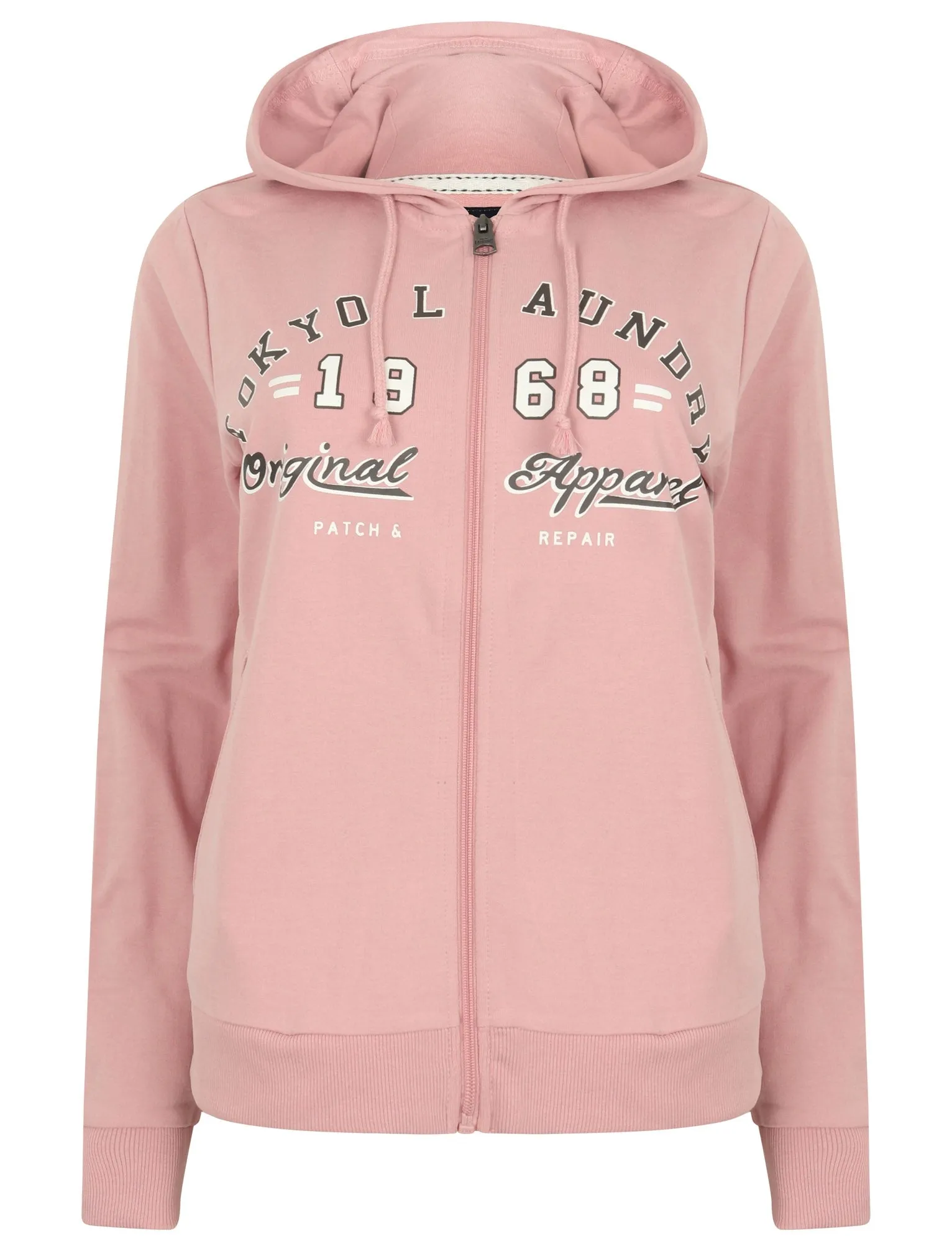 Wave Loop Back Fleece Zip Through Hoodie In Pink - Tokyo Laundry