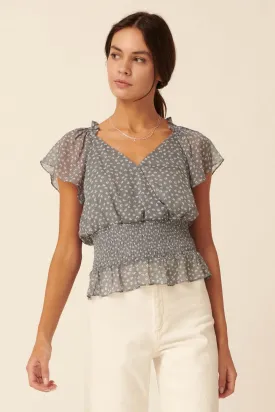 Whispered Love Floral Chiffon Peplum Top