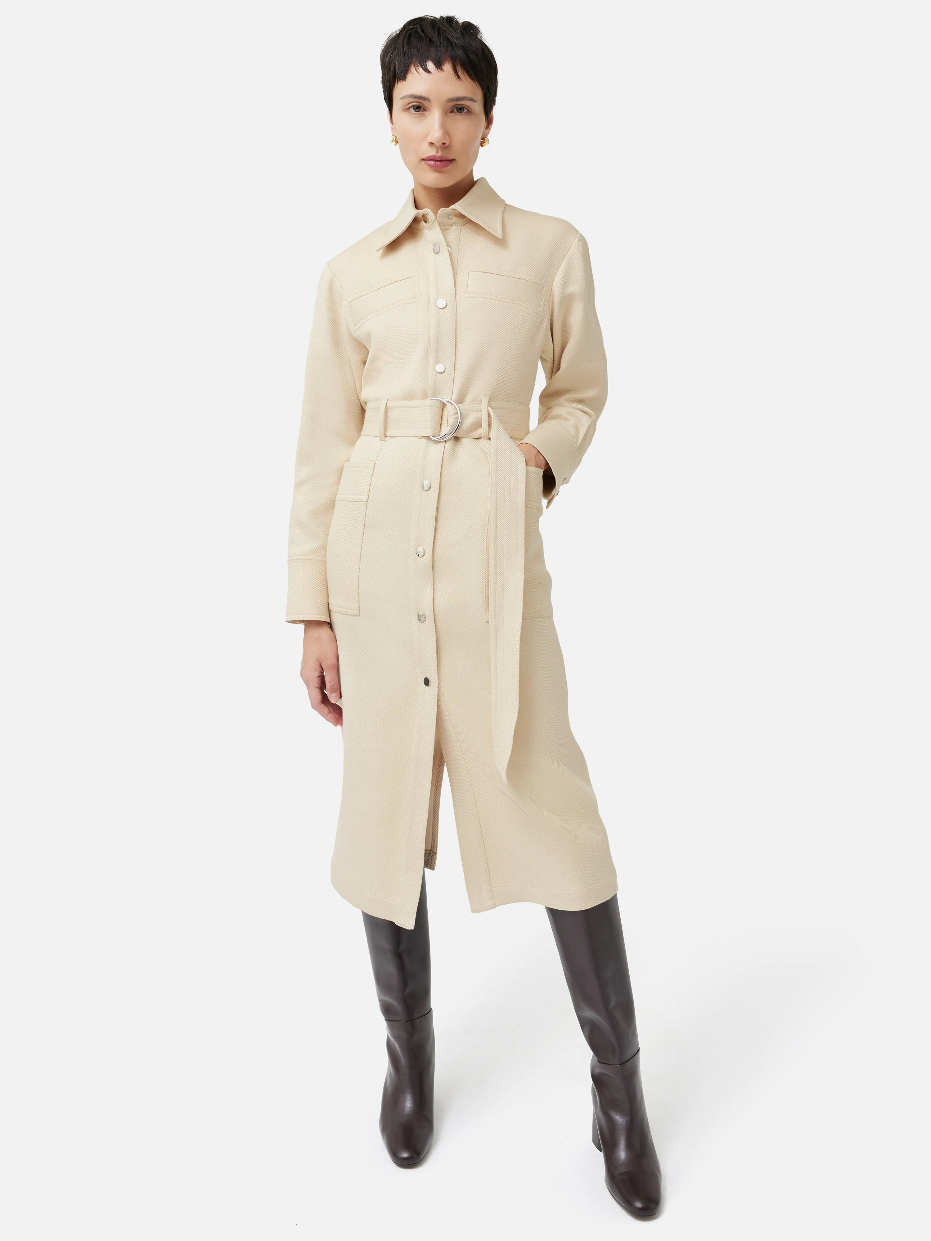 Wool Utility Dress | Cream